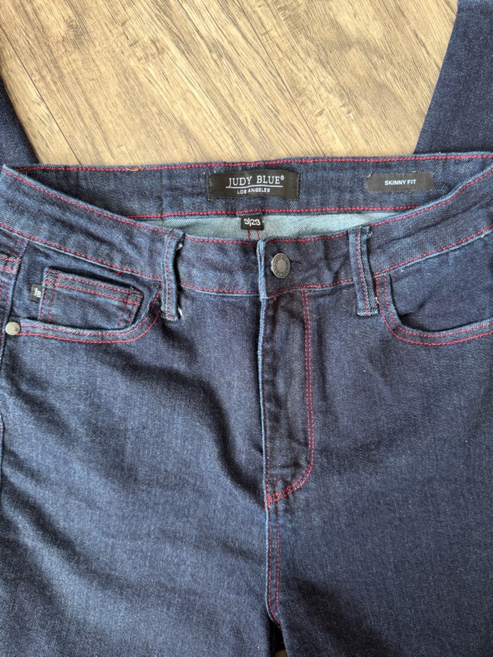 Judy Blue Dark Indigo Jeans with Red Stitching